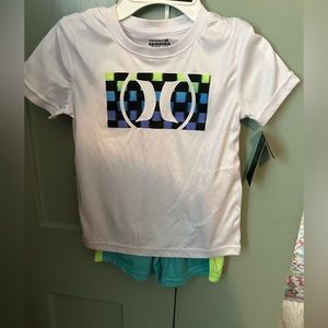 Hurley Boy's Shirt & Shorts Set Size 4 NEW White, Aqua, Yellow